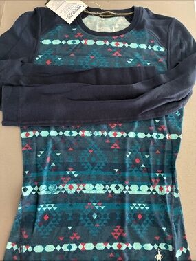 Smartwool NWT Women's Merino Base Layer Top in Teal, Navy & Red